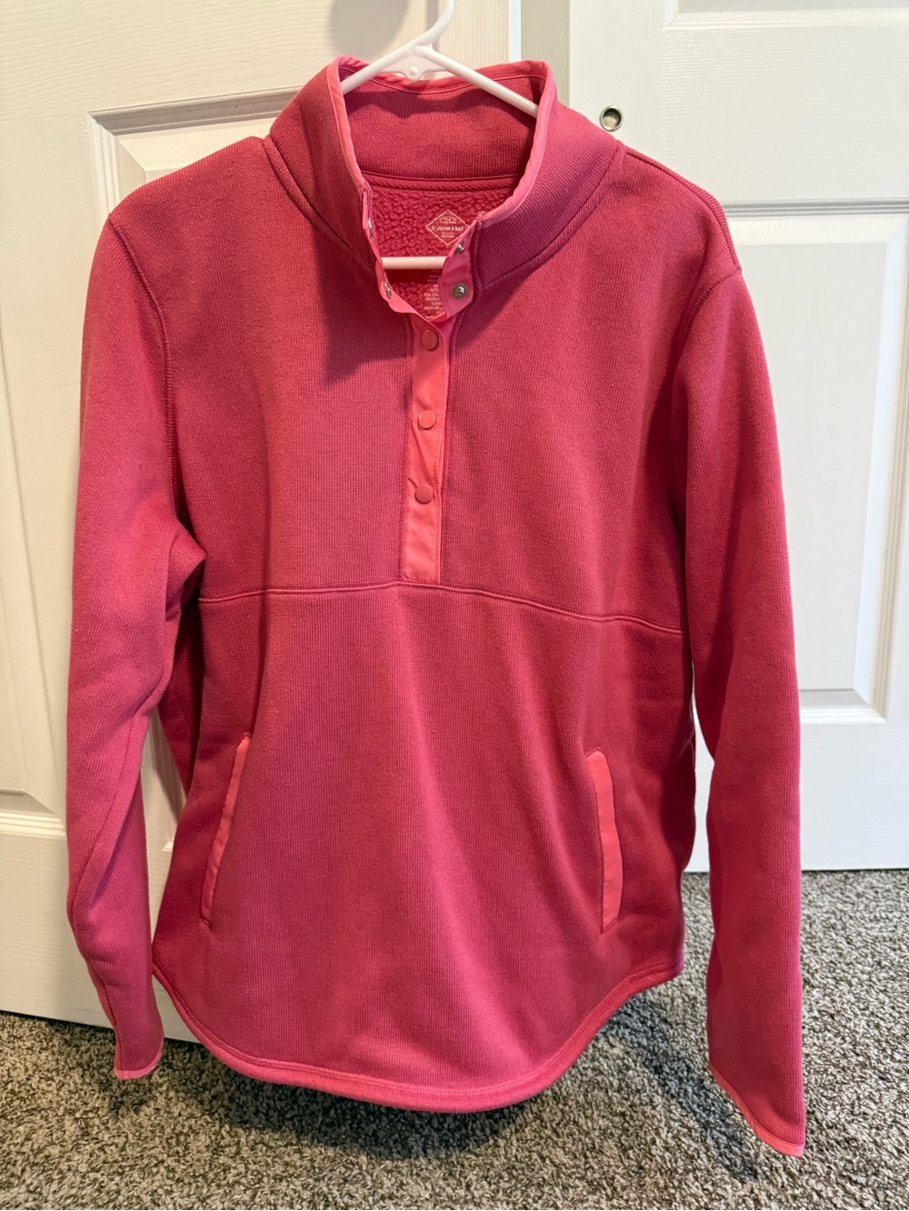 Pink Snap-Button Fleece Pullover
